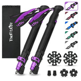 TheFitLife trekking-poles folded compact in backpack for easy travel and storage.
