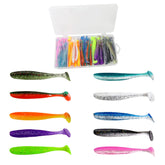 Thekuai 100Pcs soft fishing lures paddle tail kit front view