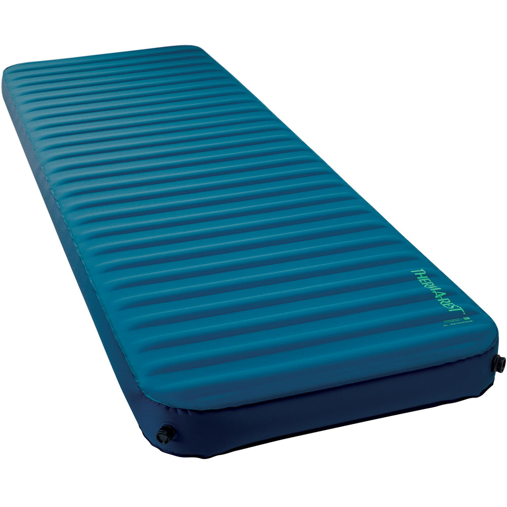 Therm-a-Rest MondoKing 3D pad fully inflated in a top view, showing expansive sleep surface.