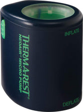 Therm-a-Rest NeoAir Micro Pump inflating a sleeping pad for quick setup.