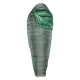 Therm-a-Rest Questar 32F long sleeping bag with roomy hood for versatile sleeping positions.