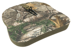Therm-a-Seat Predator Realtree Edge thick large seating on damp ground for hunting all-day comfort.