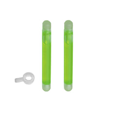 Thill Bobber Brite Glow Stick in green attached to a float for enhanced night fishing visibility