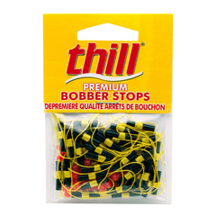 Thill Premium Bobber Stops in fluorescent yellow improve line visibility for anglers.