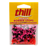 Thill Premium Bobber Stops hot pink high-visibility for fishing.