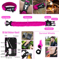 ThinkLearn pink survival kit folding shovel compact outdoor tool.
