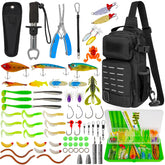 THKFISH 79 Pcs fishing tool kit-backpack keeps gear organized for trips.