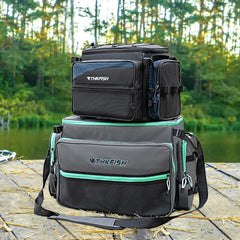 Side view showing pockets on THKFISH tackle bag