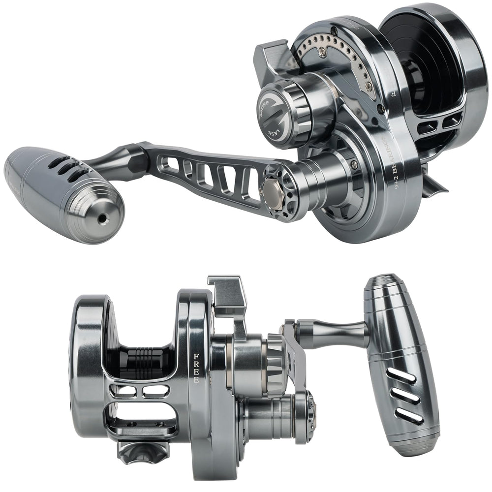 THKFISH Slow Pitch Jigging Reel side view with aluminum frame