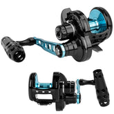 THKFISH slow-pitch jigging reel side view shows sturdy construction for saltwater wear