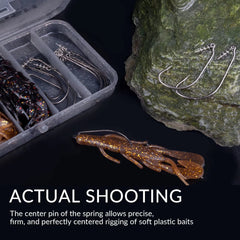 Close-up of weighted swimbait hook with belly weight