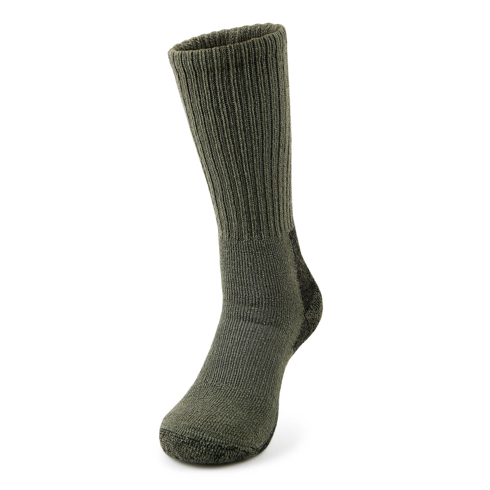 Thorlos tactical boot mid-calf heel area improves durability and comfort.