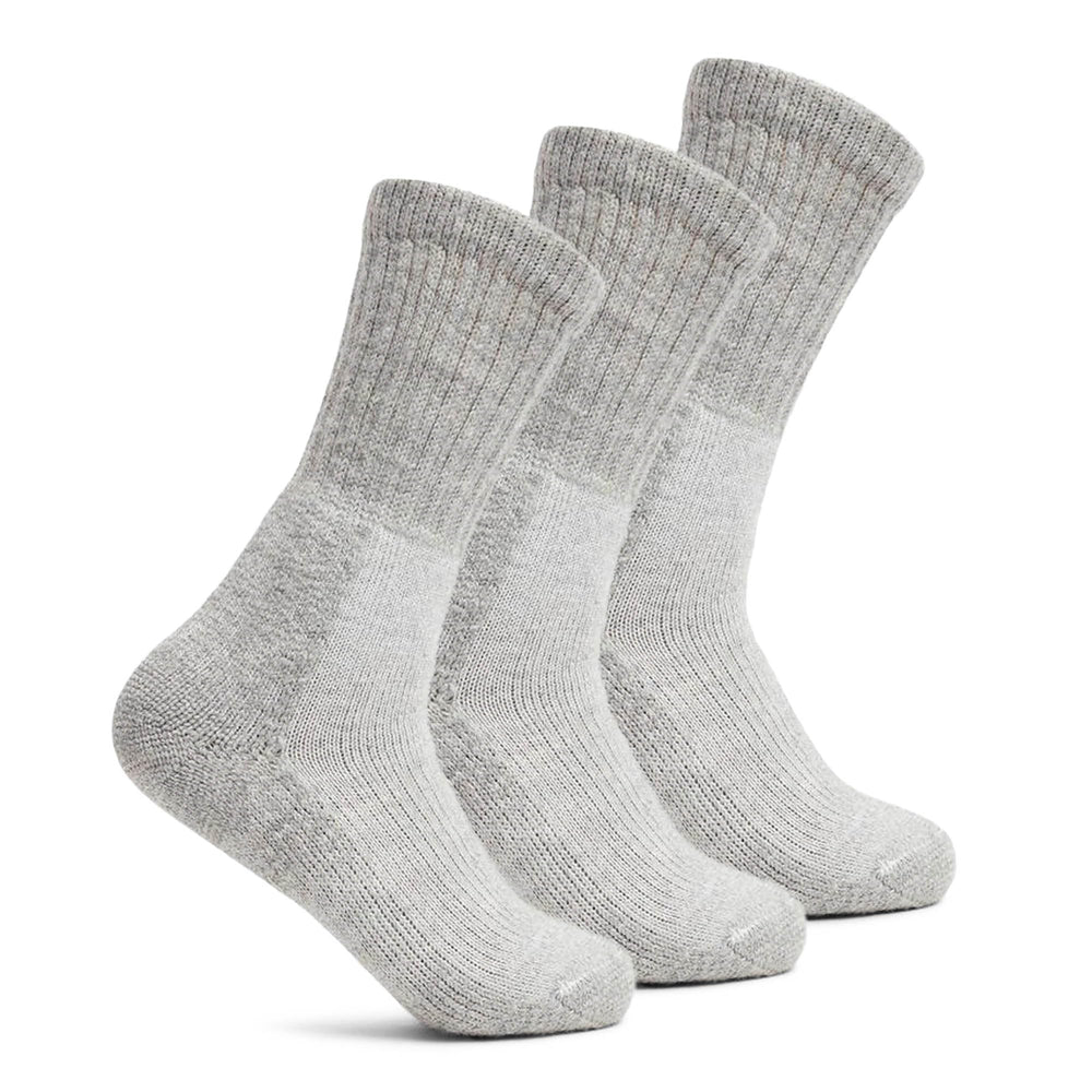 Thorlos Trekking Crew Thick Cushion pack3-light-grey-lg displayed for hiking in all climates