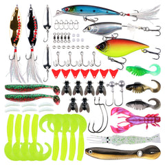 THOUISLAND 73-Piece Pro Fishing Tackle Box with Crankbaits, Spinner Baits, Swim Baits, and VIB