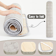 Threehoney cot topper non-slip bottom helps stay in place on camp beds.