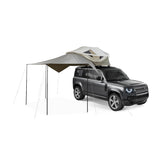 Thule Approach Awning S/M gray setup showing easy install for shade at the tent