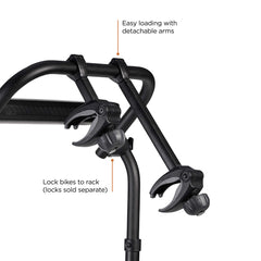 Detachable arms secure bikes quickly on Thule Elite Van XT.