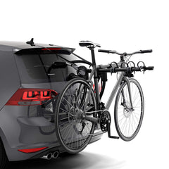 Thule Gateway Pro front view showing secure 3-bike capacity for family trips.