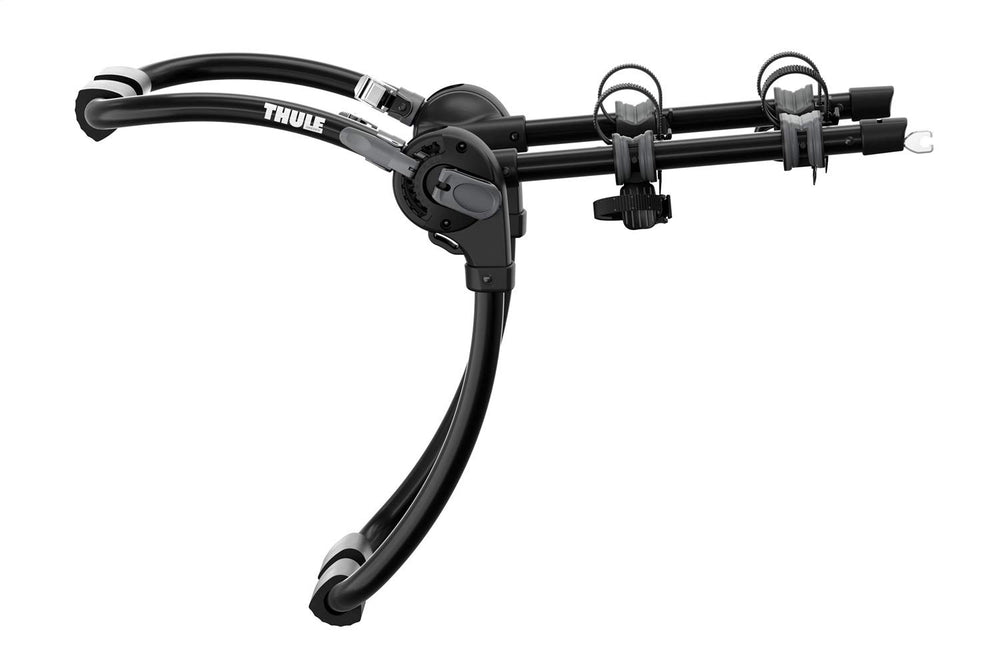 Thule Gateway Pro trunk rack on car ready to carry two bikes for secure transport