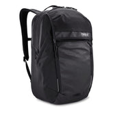 Thule Paramount Commuter Backpack 27L black shown with main compartment organized for daily gear.