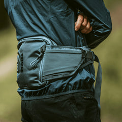 Thule Rail Hip Pack back-strap view showing stable, breathable comfort on longer cycles.