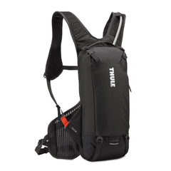 Thule Rail hydration pack front view emphasizes compact stability on rough descents