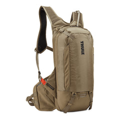 Thule Rail hydration pack mounted on bike showing stability during aggressive trail riding