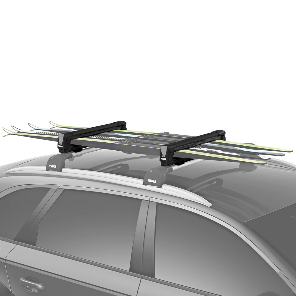 Thule SnowPack demonstrates aerodynamic roof rack design for efficient winter travel.