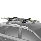 Thule SnowPack demonstrates aerodynamic roof rack design for efficient winter travel.