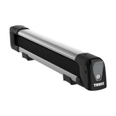 Thule SnowPack rack in angled view showing capacity for four skis or two boards.