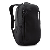 Thule Subterra 23L black backpack front view, ideal for daily commuting and electronics protection