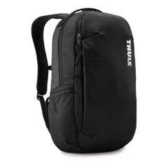Thule Subterra 23L black backpack front view, ideal for daily commuting and electronics protection