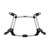 Thule Tram hitch ski carrier side view showing secure, soft-grip arms protecting skis.