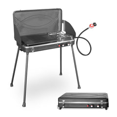 THUNDERBAY two-burner stove compact design for easy packing and transport.