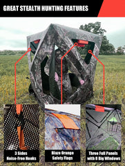 THUNDERBAY Two-Tall see-through hunting blind 270-degree view mesh enables wide field awareness