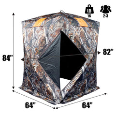 THUNDERBAY Two-Tall see-through hunting blind side view shows hub-to-hub span