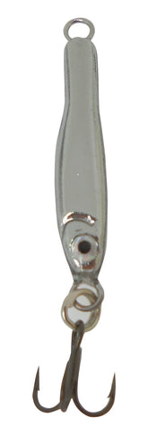 Thundermist Stingnose chrome jigging spoon, ideal for freshwater panfish and saltwater gamefish.