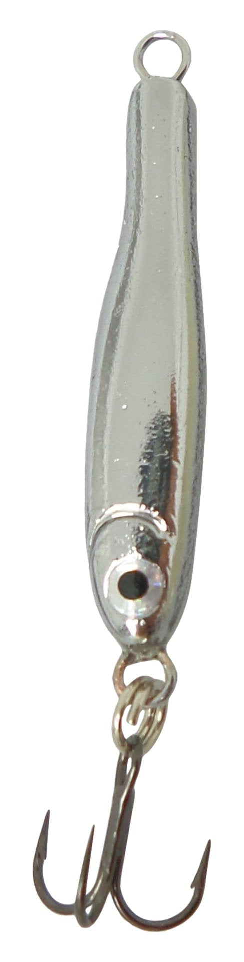 Thundermist Stingnose Jigging Spoon in chrome attracts panfish and gamefish with a lifelike fall