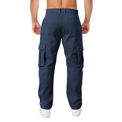 THWEI cargo pants navy elastic waist highlights comfortable fit for all-day ease.