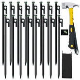 Tialero 16in tent stake heavy-duty closeup on rocky ground for secure anchoring