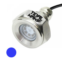 Tidal Wake IP68 underwater drain plug blue glow installed on boat