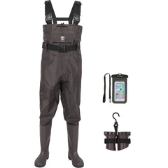 TIDEWE bootfoot chest wader front view for fishing adventures.