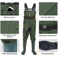 TIDEWE bootfoot chest wader waterproof sealed seams safeguard gear during wading