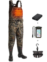 TIDEWE heated waders with battery pack on provide portable warmth for cold-weather hunts.