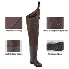 TIDEWE hip wader side silhouette demonstrates flexible movement on muddy banks.