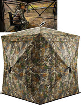 TIDEWE hunting blind with 270-degree see-through mesh for broad field awareness.