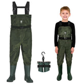 TIDEWE Kids chest waders front view showing lightweight, flexible fit for outdoor adventures