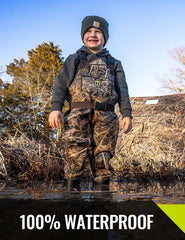 TIDEWE kids waders adjustable belt and straps for growth-friendly fit.