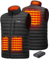 TIDEWE men's heated vest black front view showing core warmth zones