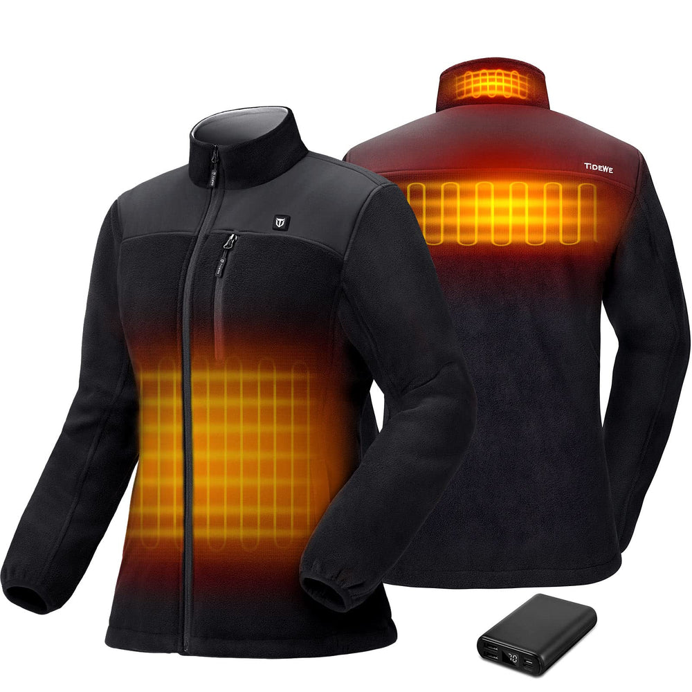 TIDEWE women's heated jacket with battery pack for long outdoor warmth